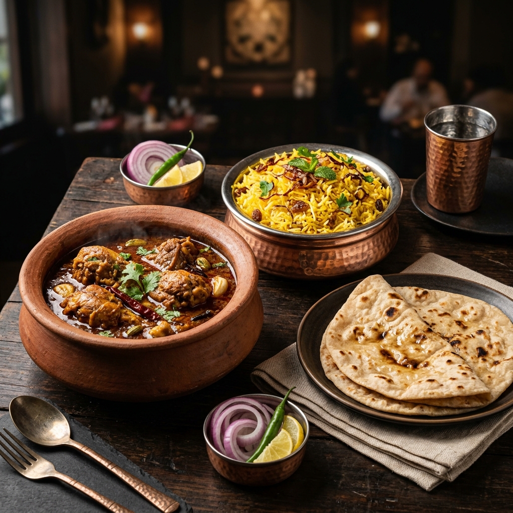 Chicken Champaran + 2 Roti + Biryani Rice